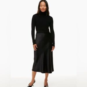 Aritzia Black Satin Skirt